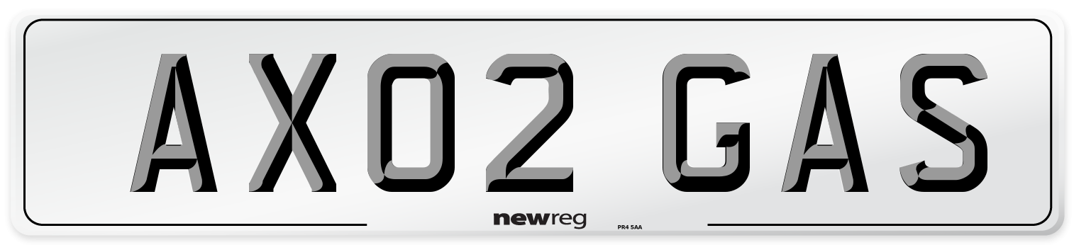 AX02 GAS Number Plate from New Reg